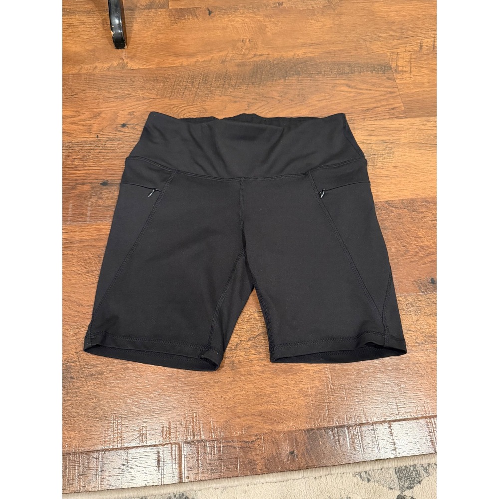 Beverly Hills Polo Club M Women's Black Biker Yoga Shorts w/ Side Pockets